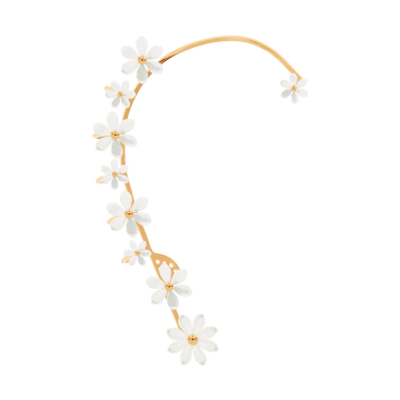 Nausznica Flowers pozłacana z niezapominajkami z masy perłowej prawa