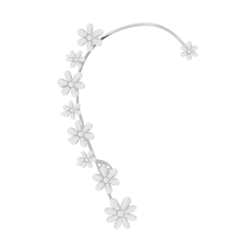 Nausznica Flowers prawa posrebrzana