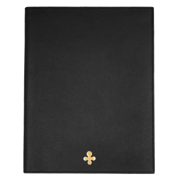 Notes skórzany w kolorze czarnym pozłacany