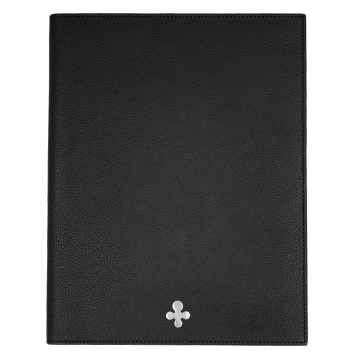 Notes skórzany w kolorze czarnym srebrny