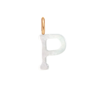 Literka P z masy perłowej pozłacana