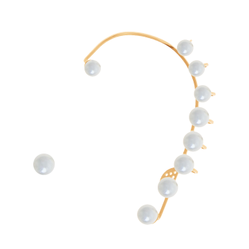Pearls - nausznica lewa pozłacana z perłą na sztyfcie
