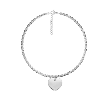 Bransoletka Hearts z zawieszką serce posrebrzana 16+3,5 cm