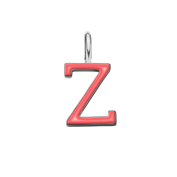 Literka Z z koralową emalią posrebrzana