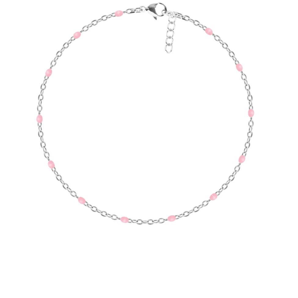 Bransoletka 16+5 cm, różowa emalia, posrebrzana