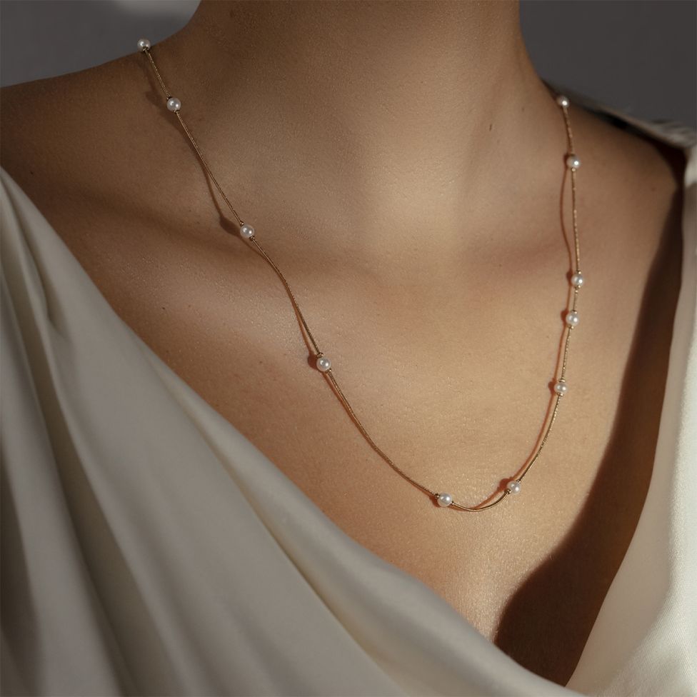 Naszyjnik Pearls pozłacany 60+5 cm