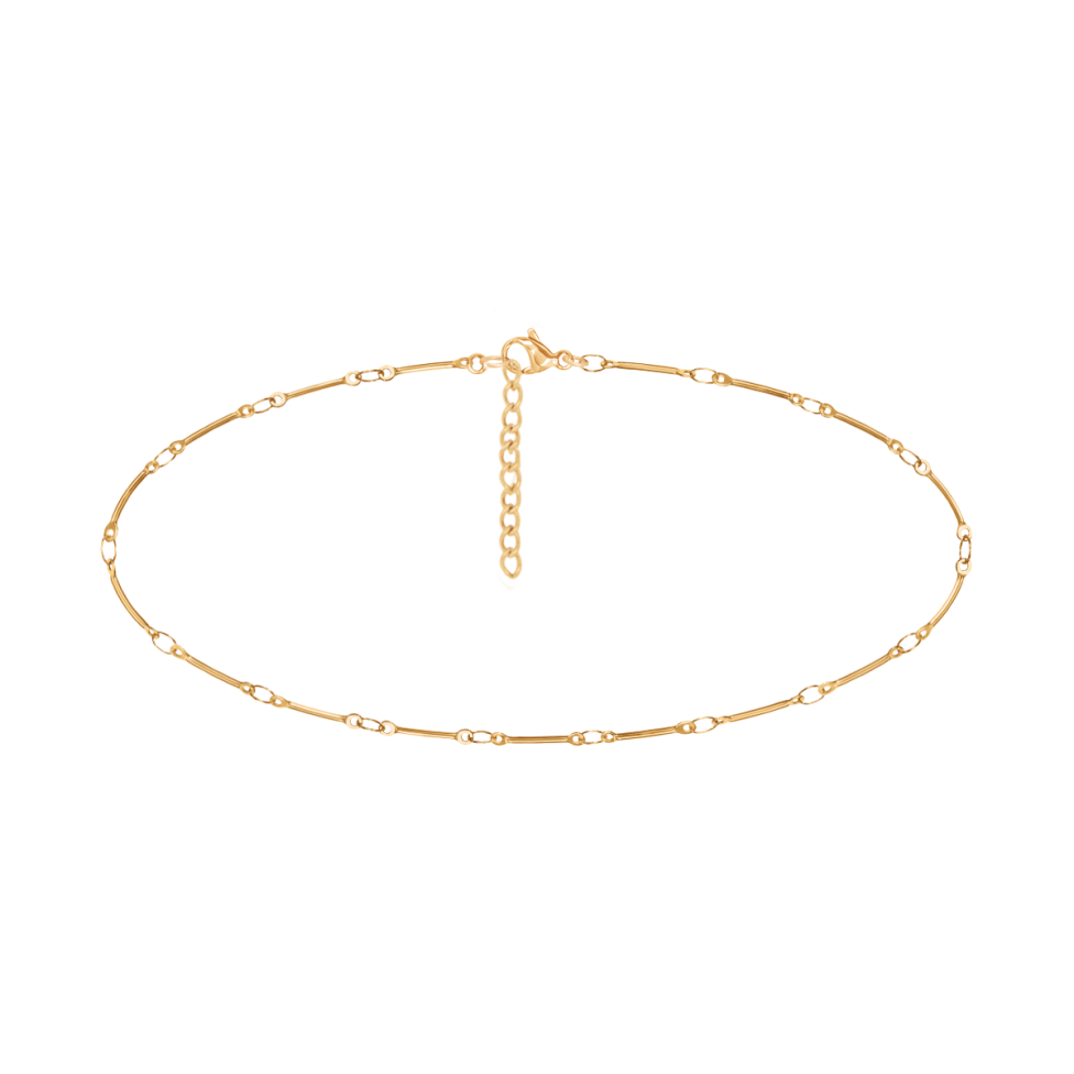 Bransoletka na kostkę Bamboo pozłacana 23+5 cm