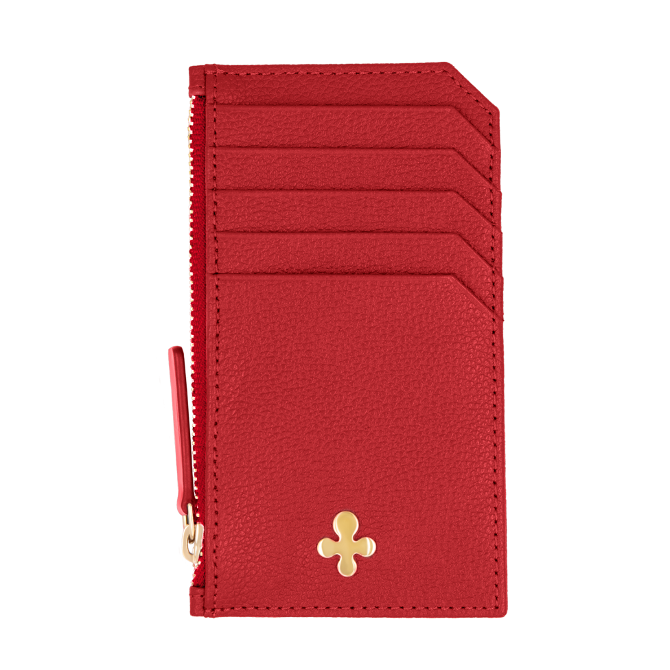 Card holder skórzany w kolorze czerwonym