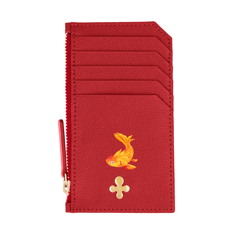 Card holder skórzany w kolorze czerwonym
