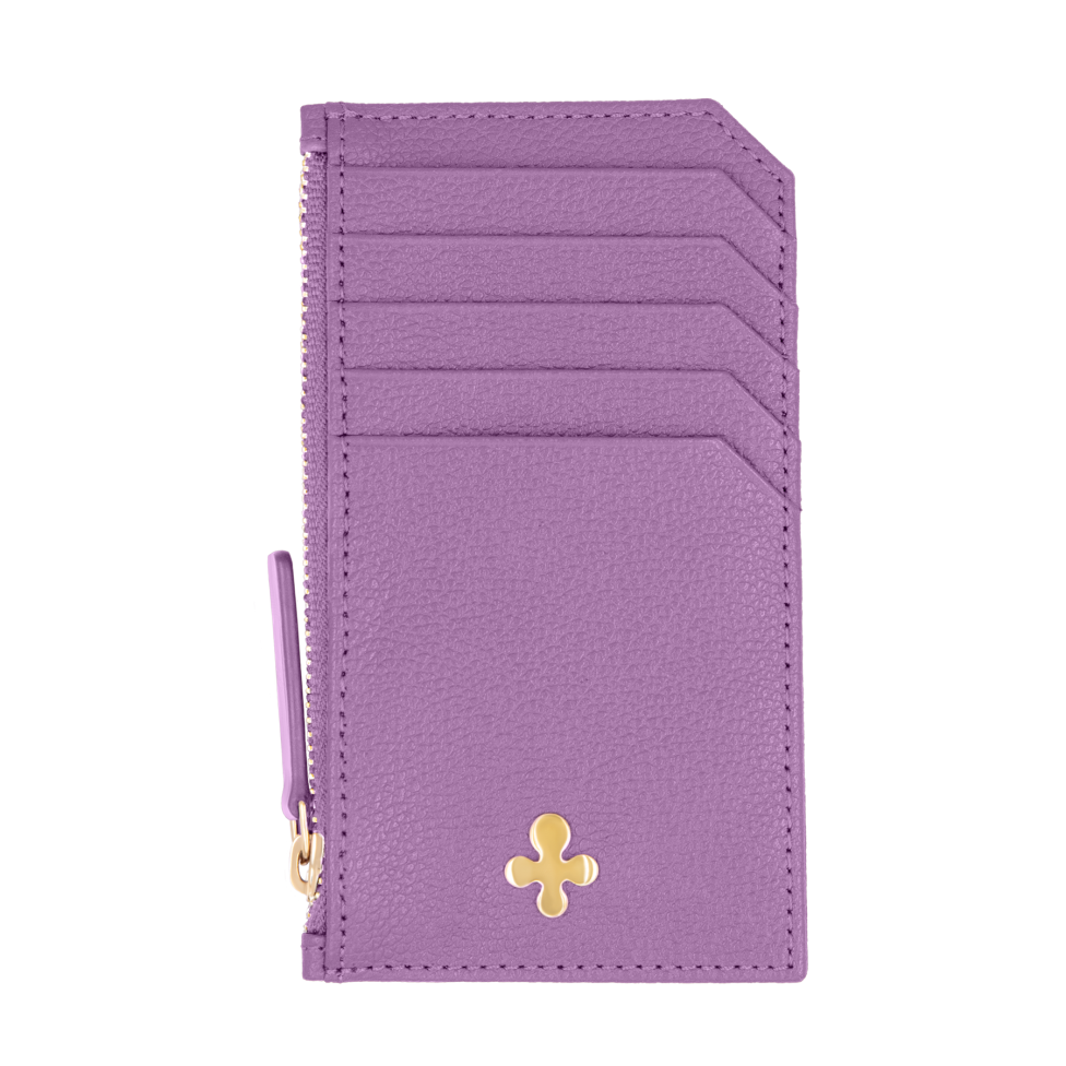 Card holder skórzany w kolorze fioletowym