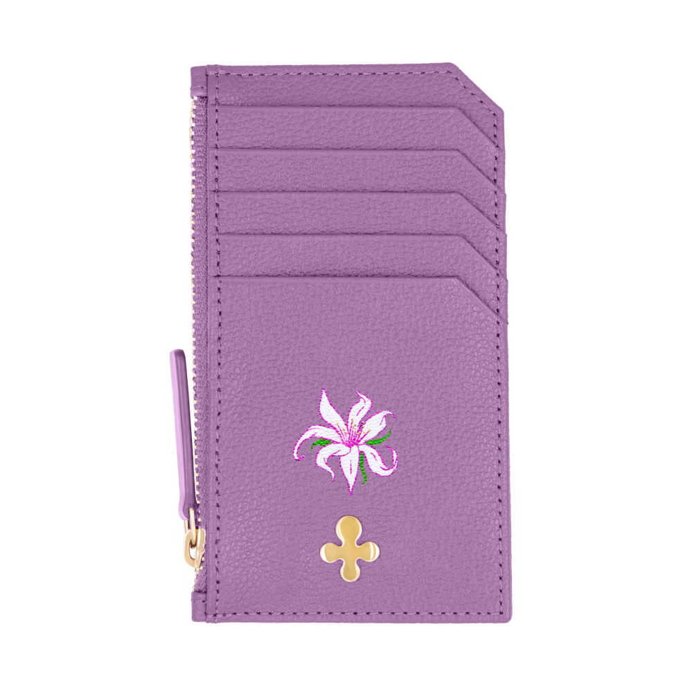 Card holder skórzany w kolorze fioletowym