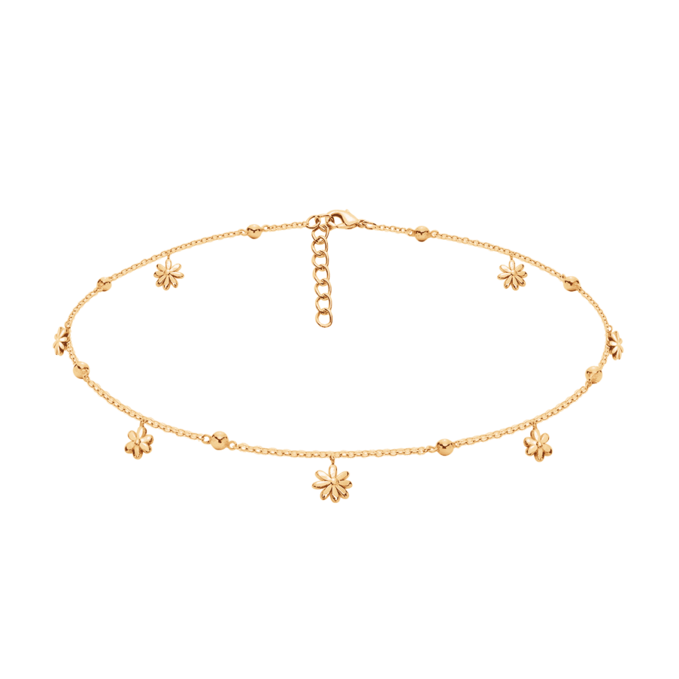 Choker Flowers 34 cm, pozłacany