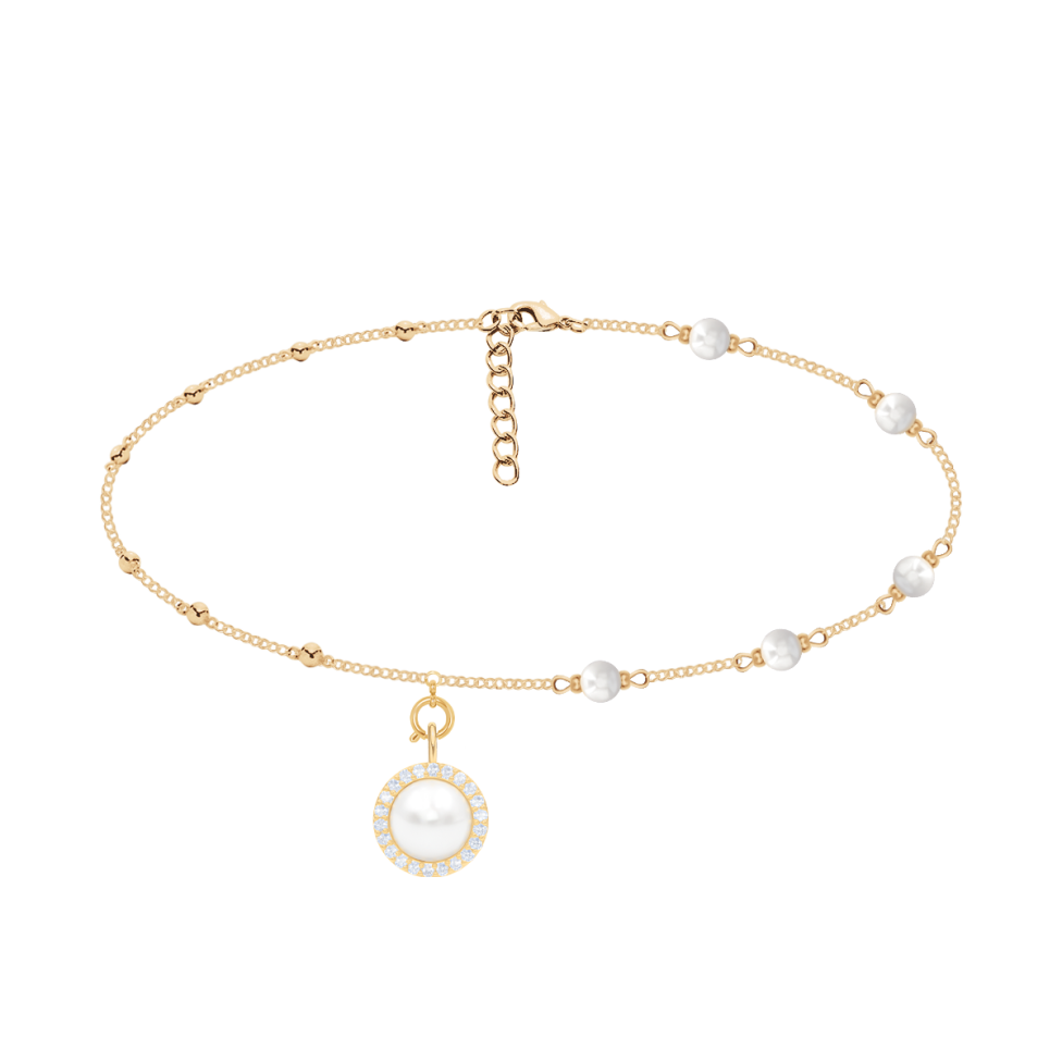 Choker Pearls pozłacany i zawieszka Cosmos z białą perłą no.2 pozłacana