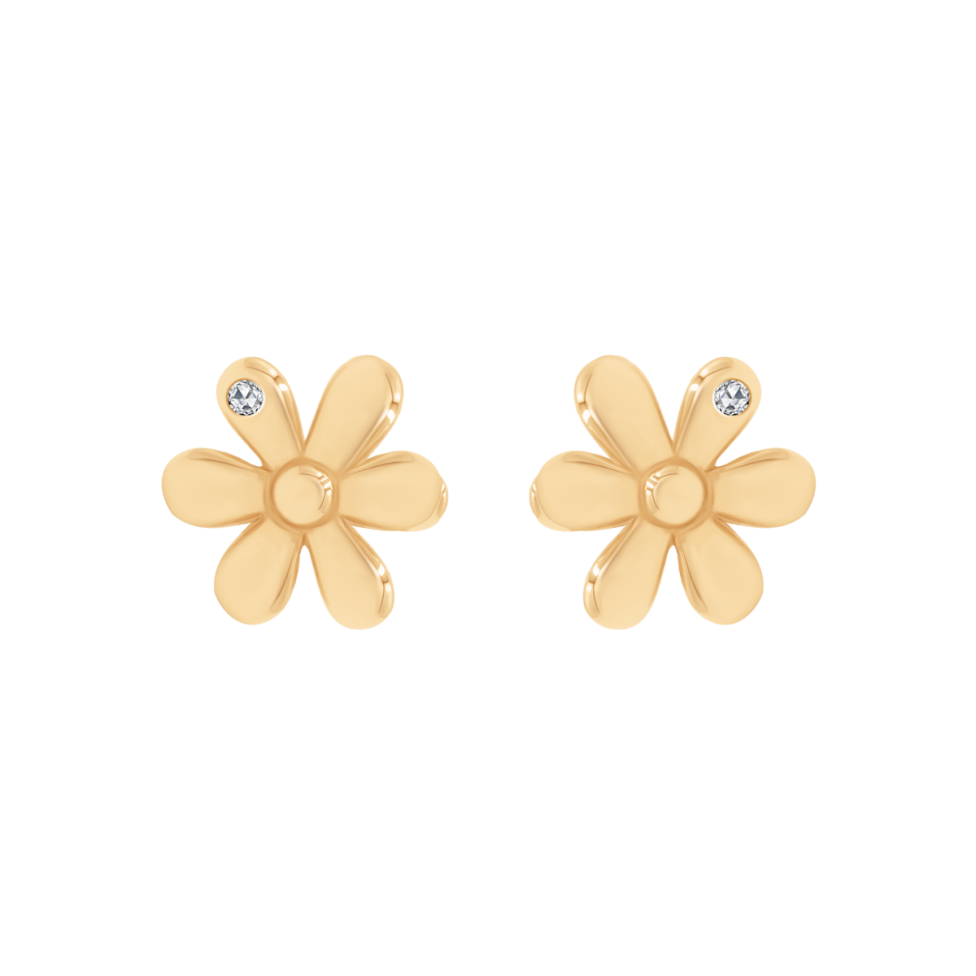 Kolczyki Flowers na sztyfcie ze złota próby 585 z diamentami
