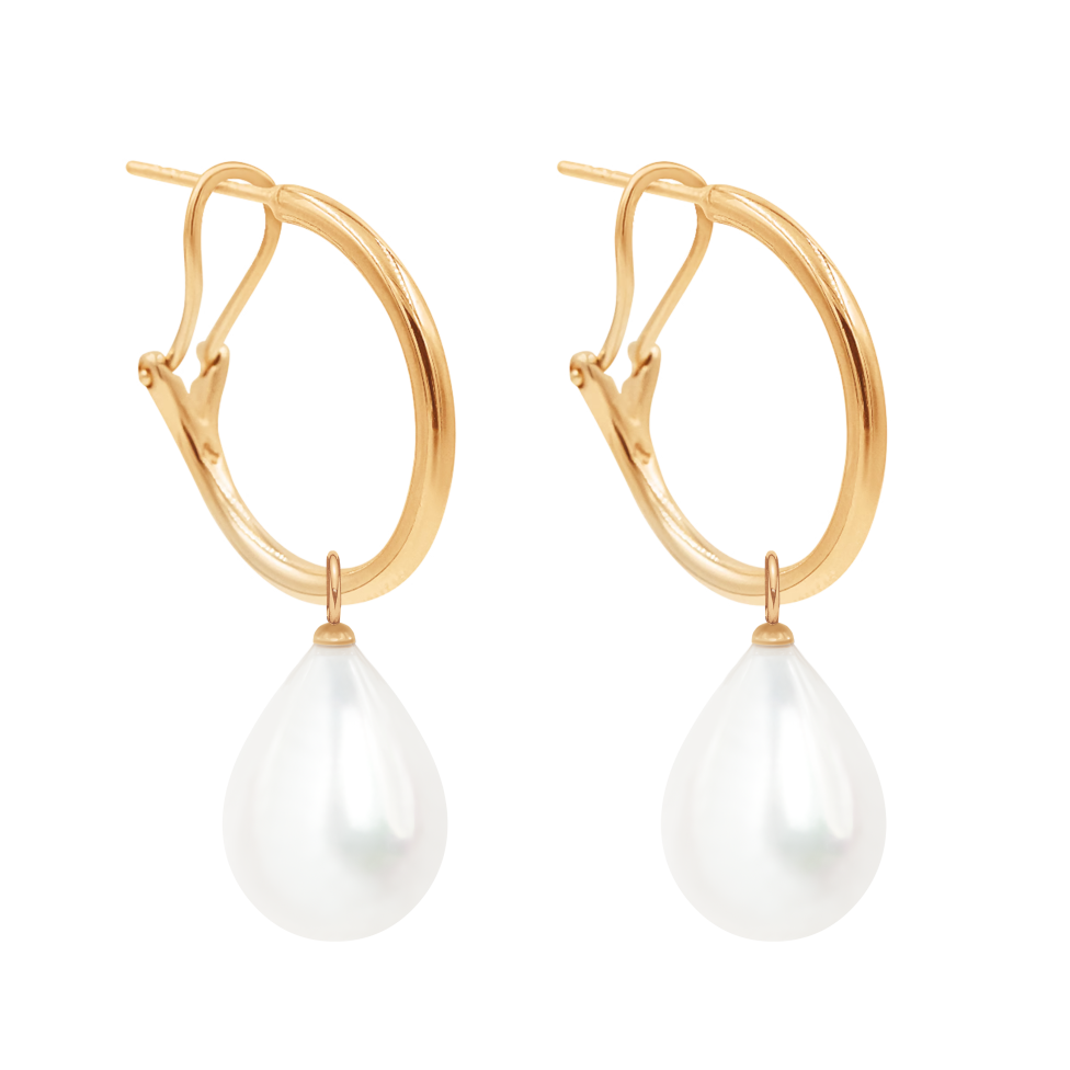 Kolczyki koła 2 cm z zawieszkami Pearls, pozłacane