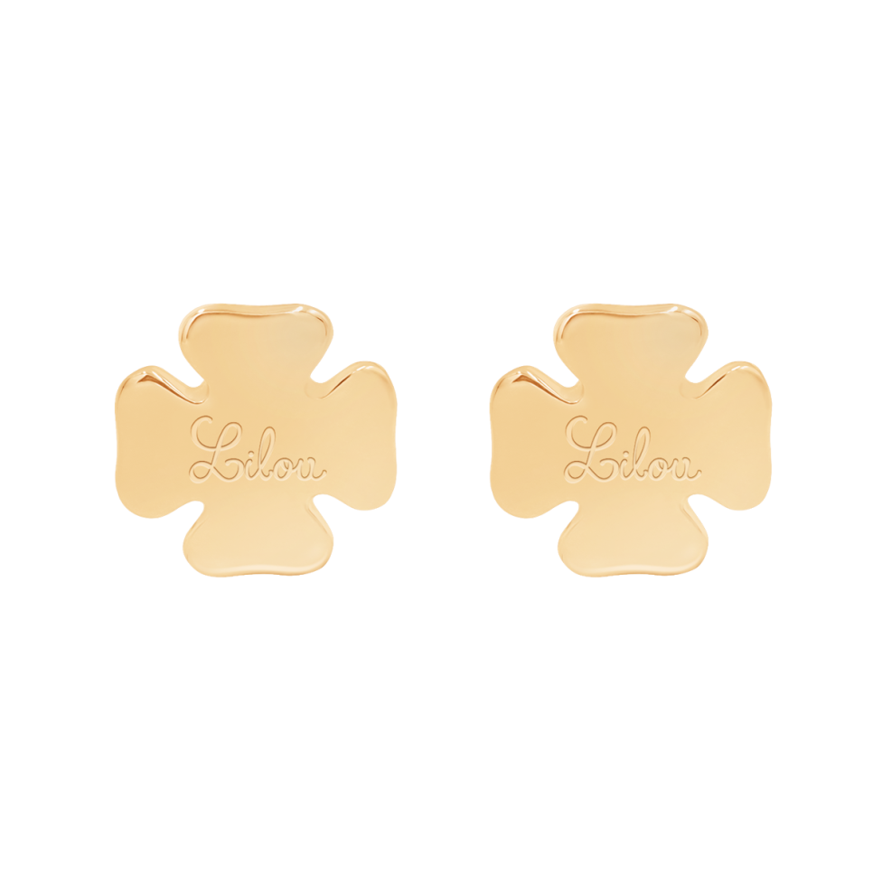 Kolczyki koniczyny pozłacane z logo Lilou
