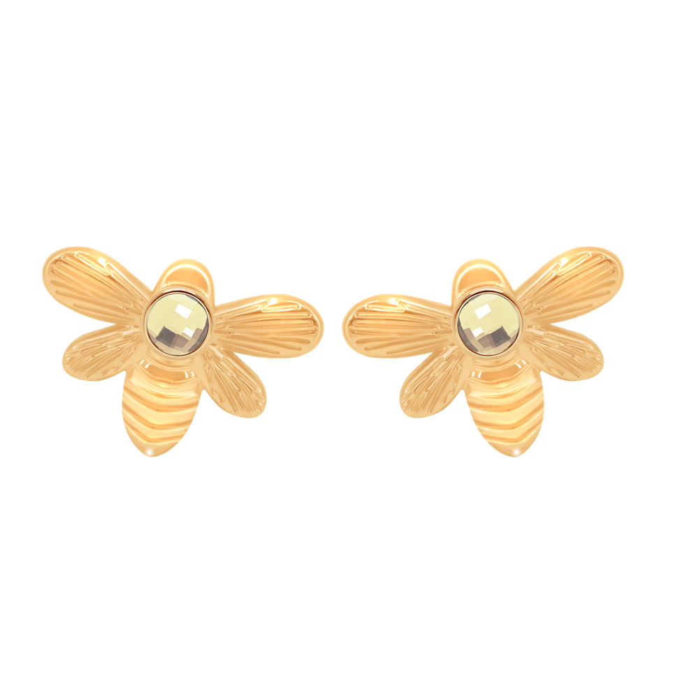 Kolczyki sztyfty Honey z kwarcem, pozłacane