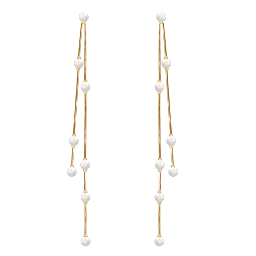 Kolczyki wiszące Pearls II pozłacane