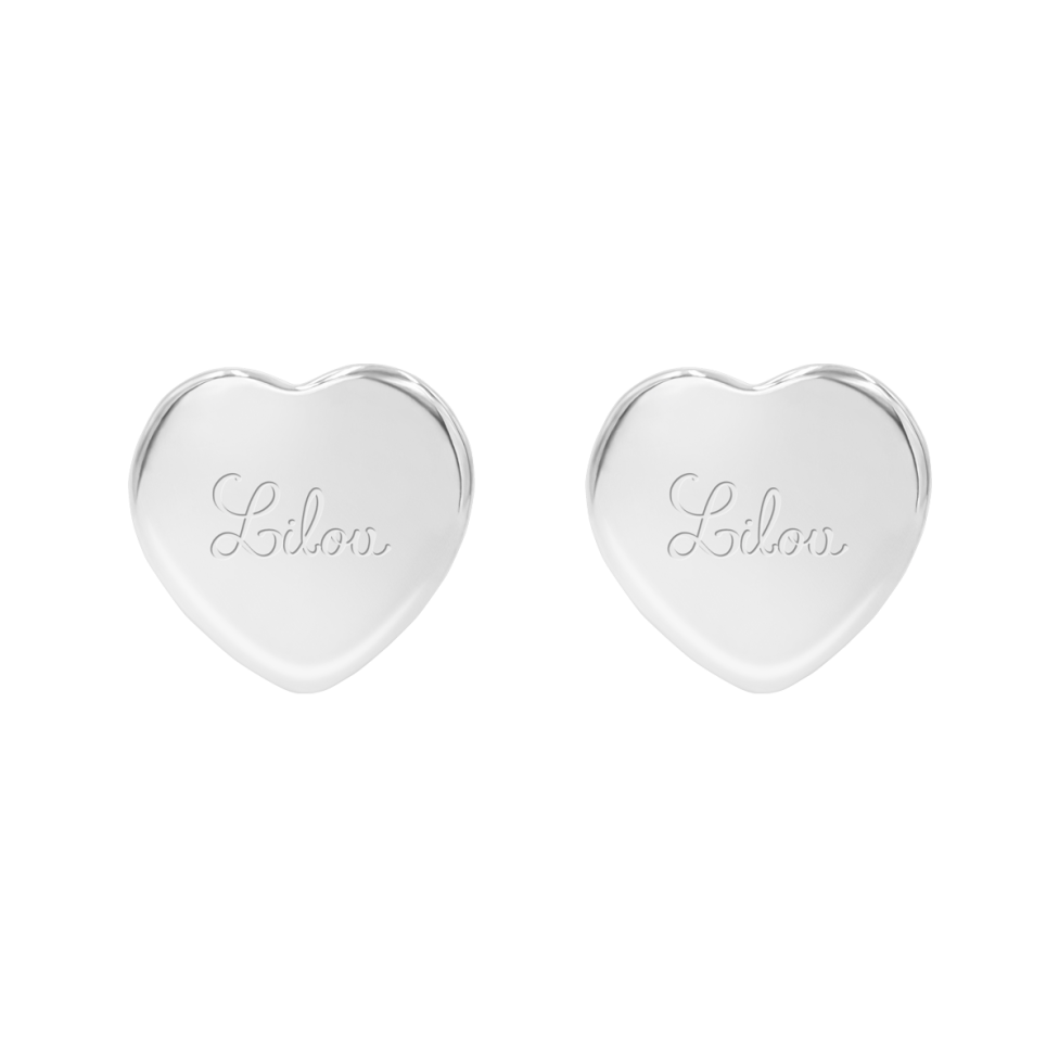Kolczyki serca srebrne z logo Lilou