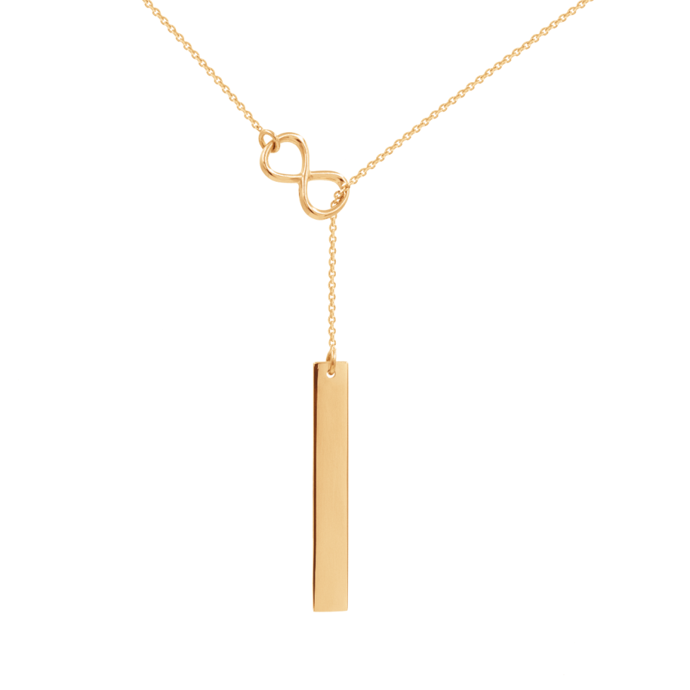 Naszyjnik nieskończoność z blaszką pozłacany 48 cm