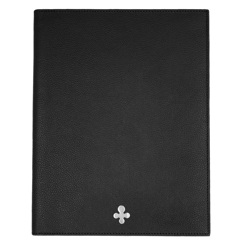 Notes skórzany w kolorze czarnym srebrny