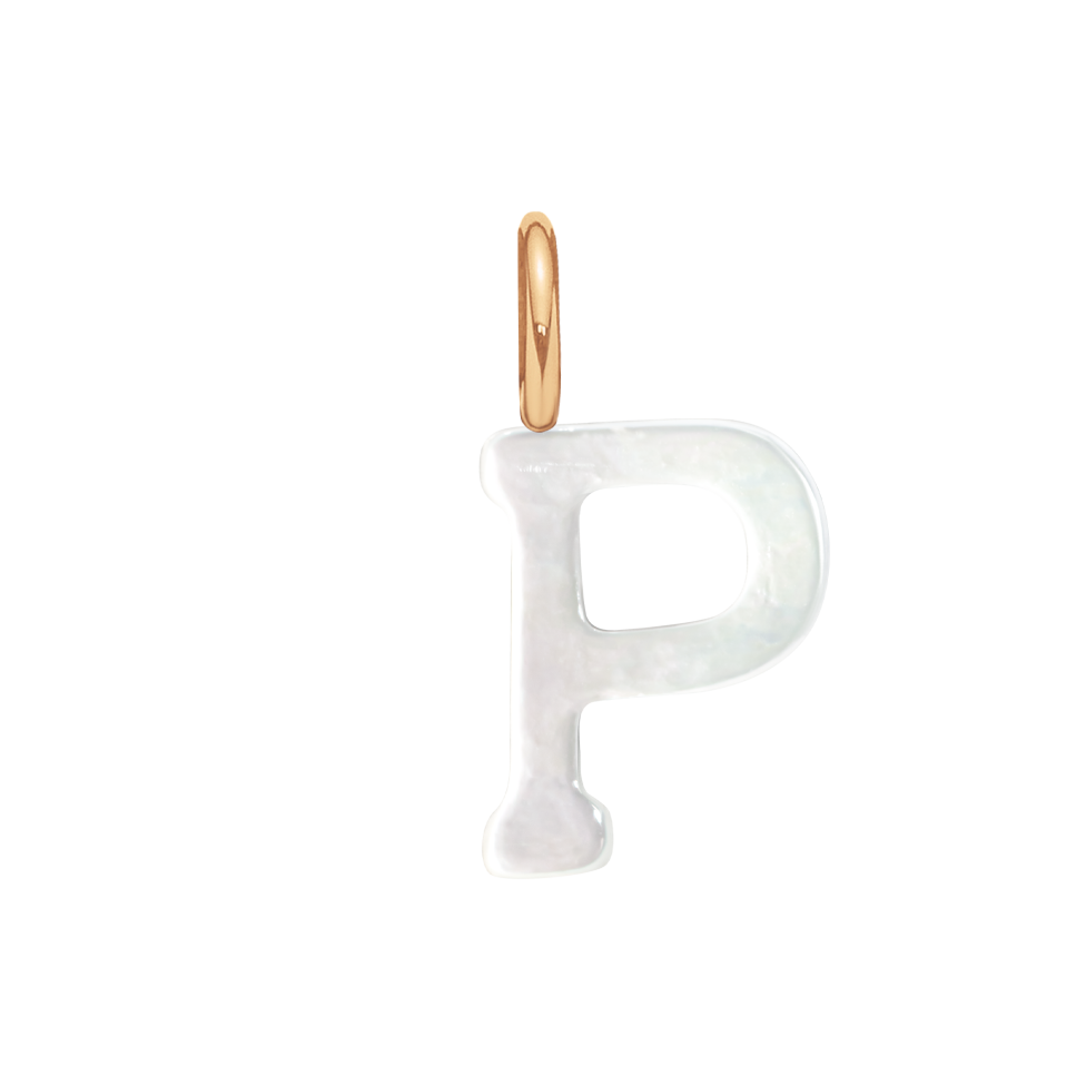 Literka P z masy perłowej pozłacana