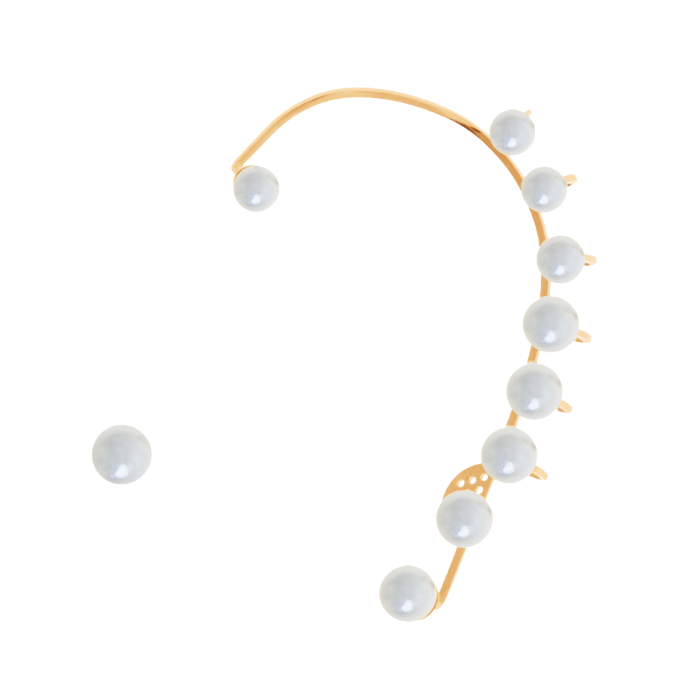 Pearls - nausznica lewa pozłacana z perłą na sztyfcie