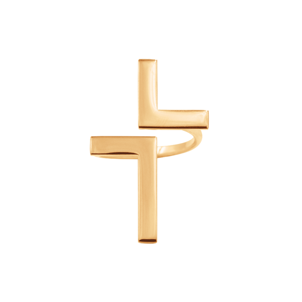 Pierścionek Cross pozłacany