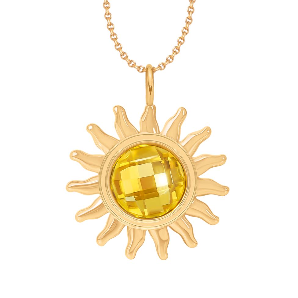 Naszyjnik z zawieszką Soleil 2,2 cm, pozłacany