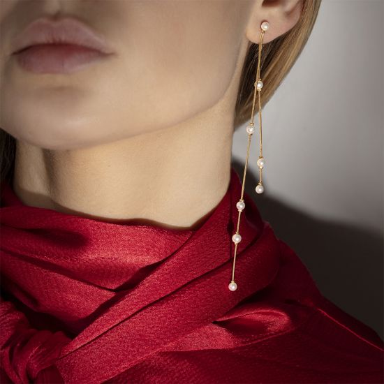 Kolczyki wiszące Pearls II pozłacane