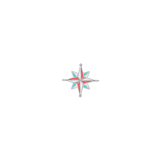 Zawieszka płaska Kompas 1 cm, posrebrzana