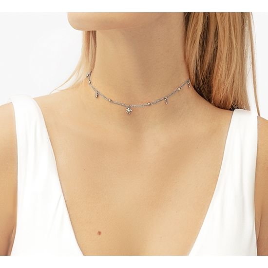 Choker Flowers srebrny