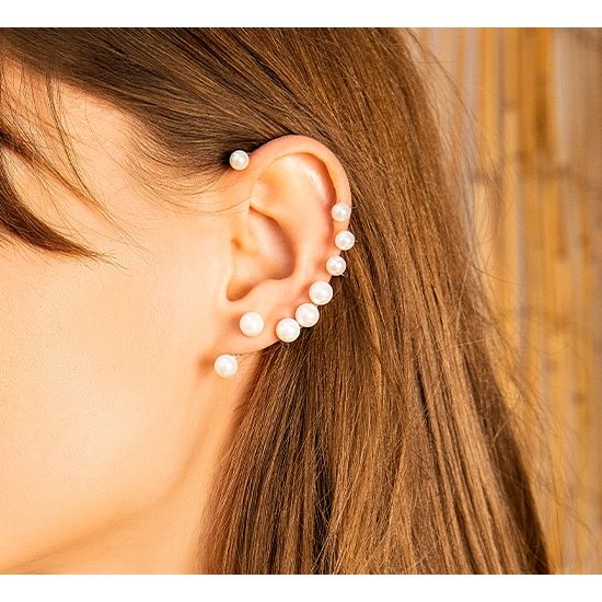 Pearls - nausznica lewa posrebrzana