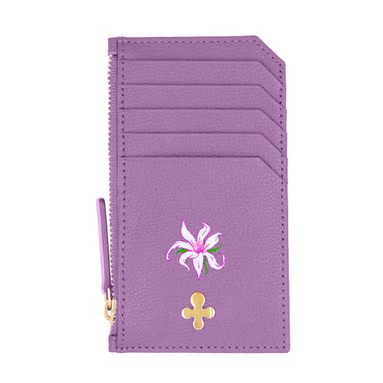 Card holder skórzany w kolorze fioletowym