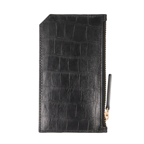Card holder skórzany w kolorze czarnym pozłacany