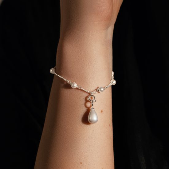 Bransoletka Pearls z zawieszką posrebrzana