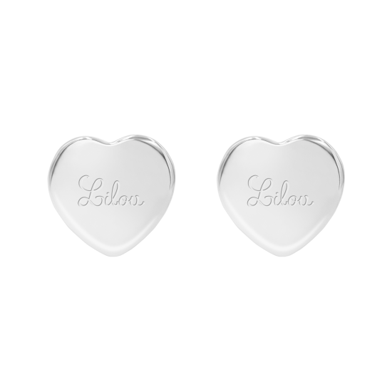 Kolczyki serca srebrne z logo Lilou