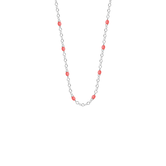 Naszyjnik 42+5 cm, koralowa emalia, posrebrzany