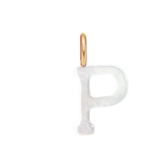 Literka P z masy perłowej pozłacana
