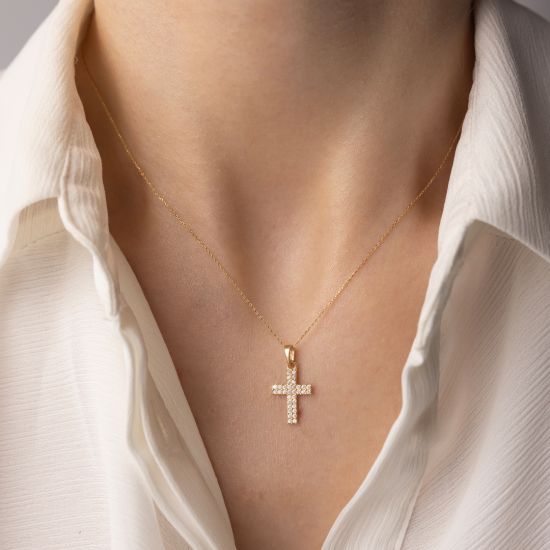Naszyjnik ze złota próby 375 z zawieszką w kształcie krzyża o wielkości 1,5 cm na łańcuszku Forza