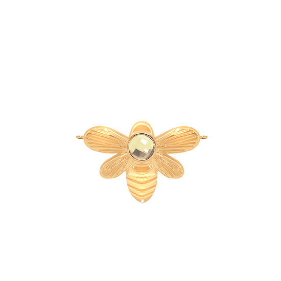 Zawieszka płaska 2 cm Honey z kwarcem, pozłacana