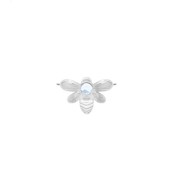 Zawieszka płaska 1,5 cm Honey z kwarcem, posrebrzana