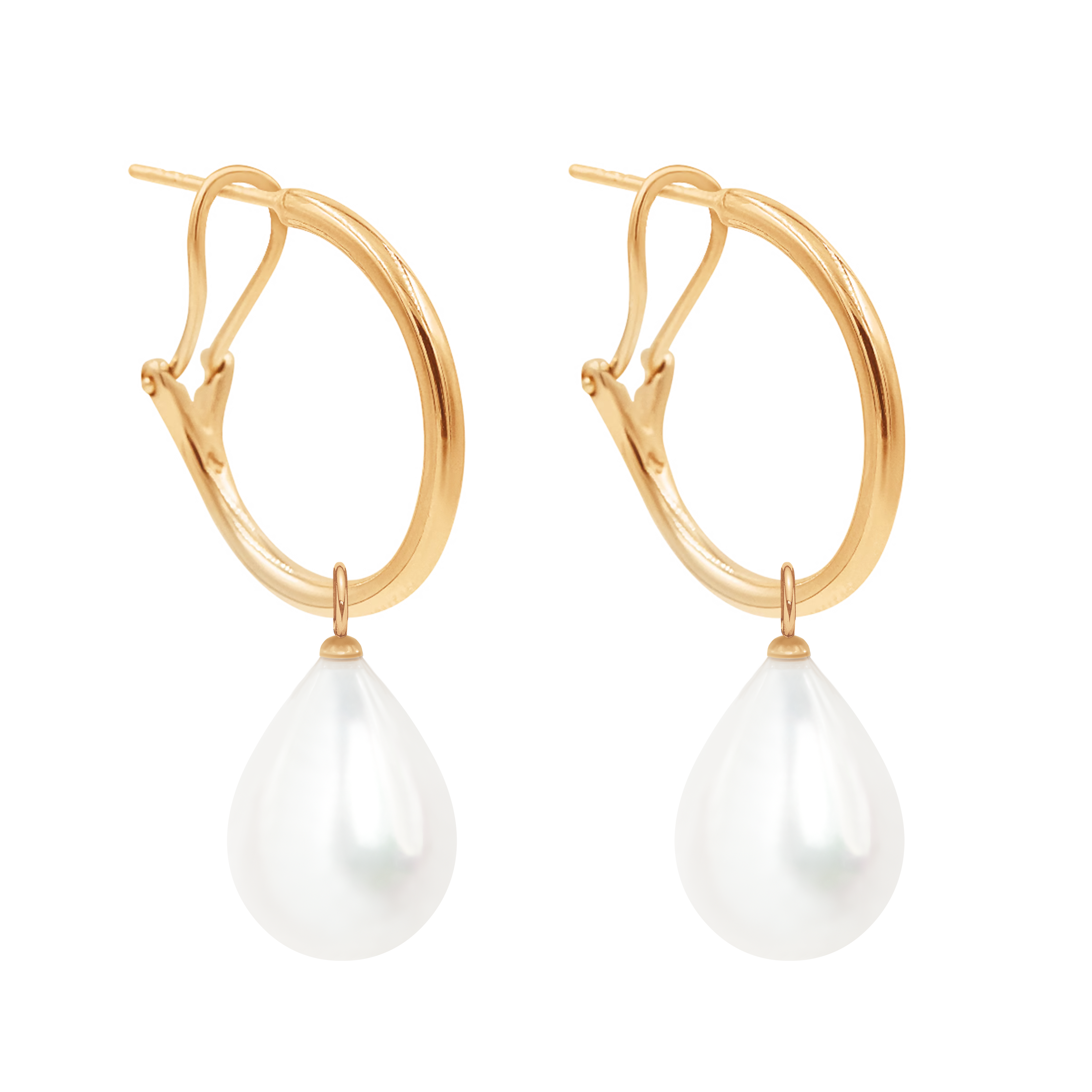 Kolczyki koła 2 cm z zawieszkami Pearls, pozłacane