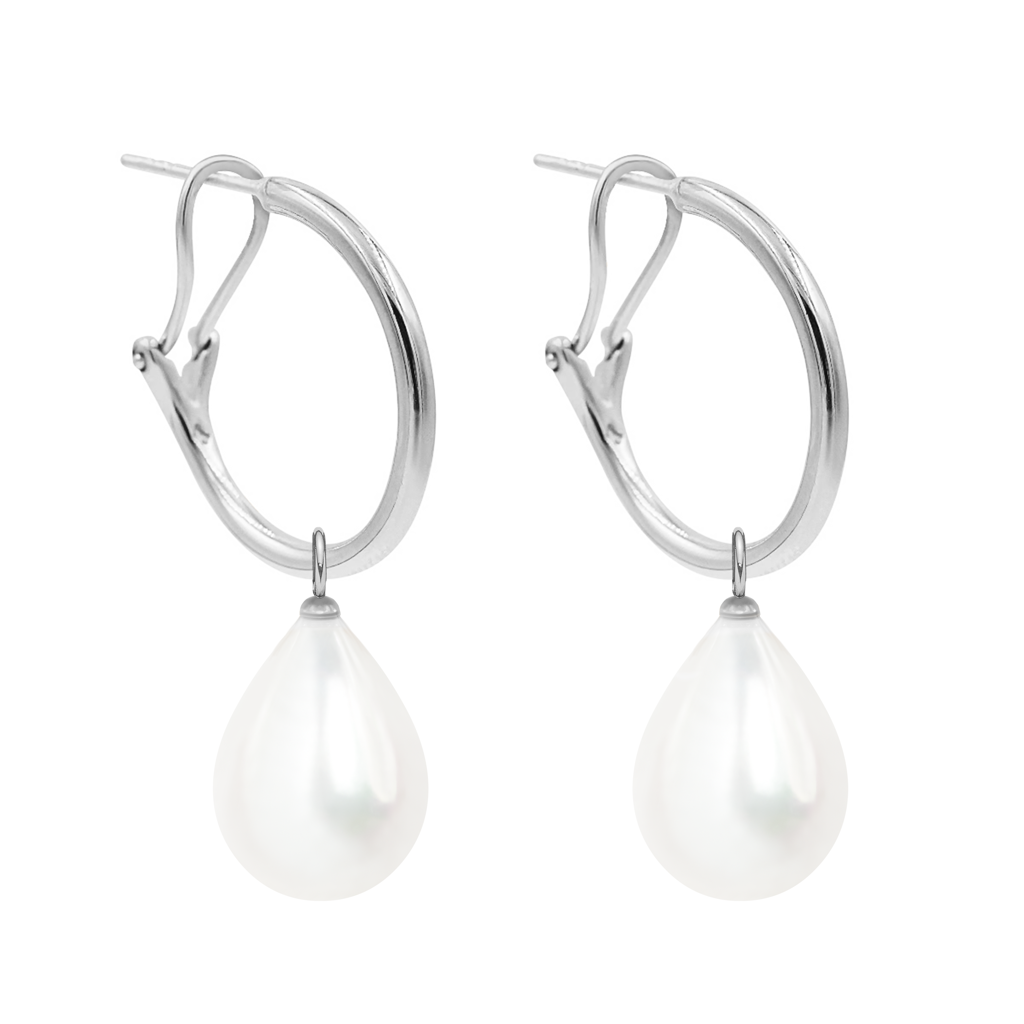 Kolczyki koła 2 cm z zawieszkami Pearls posrebrzane