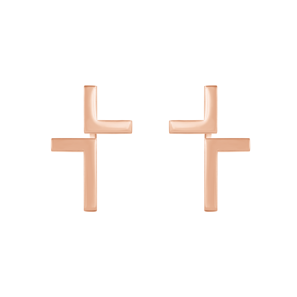 Kolczyki Cross różowe pozłocenie