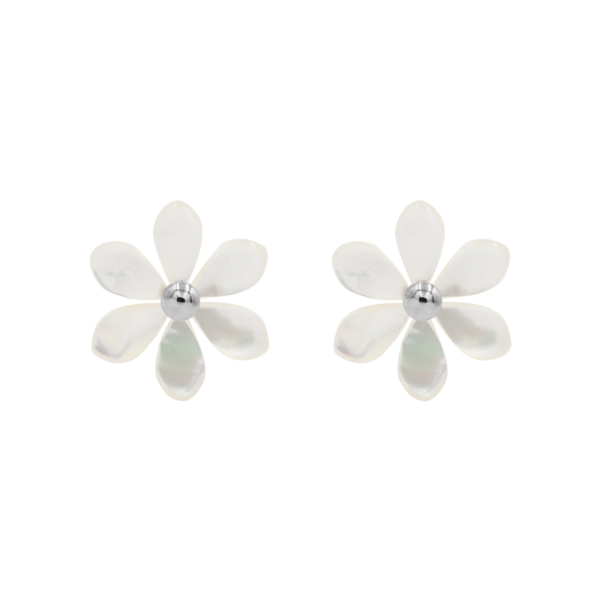 Kolczyki Flowers na sztyfcie posrebrzane z niezapominajkami z masy perłowej