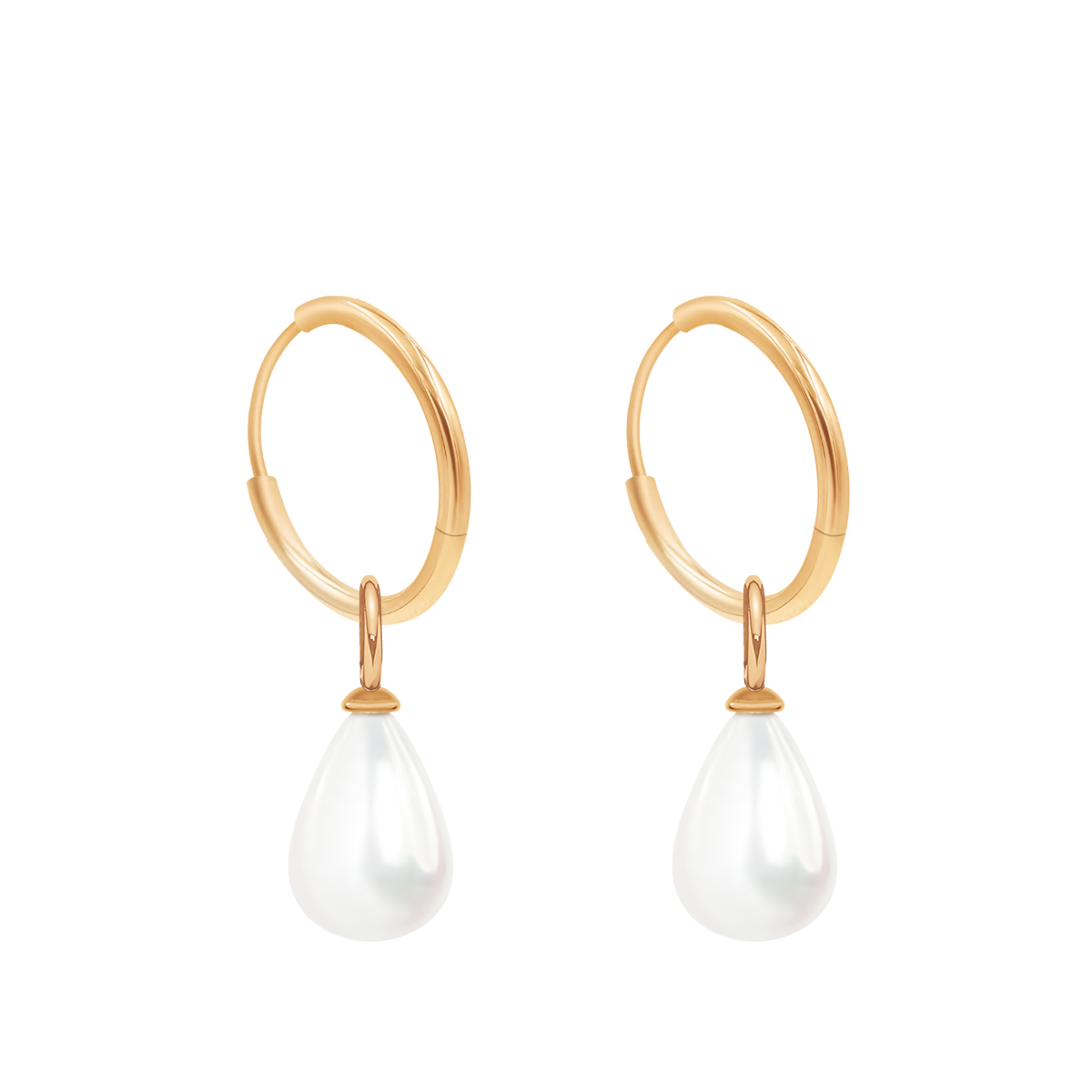 Kolczyki koła 1,4 cm z zawieszkami Pearls, pozłacane