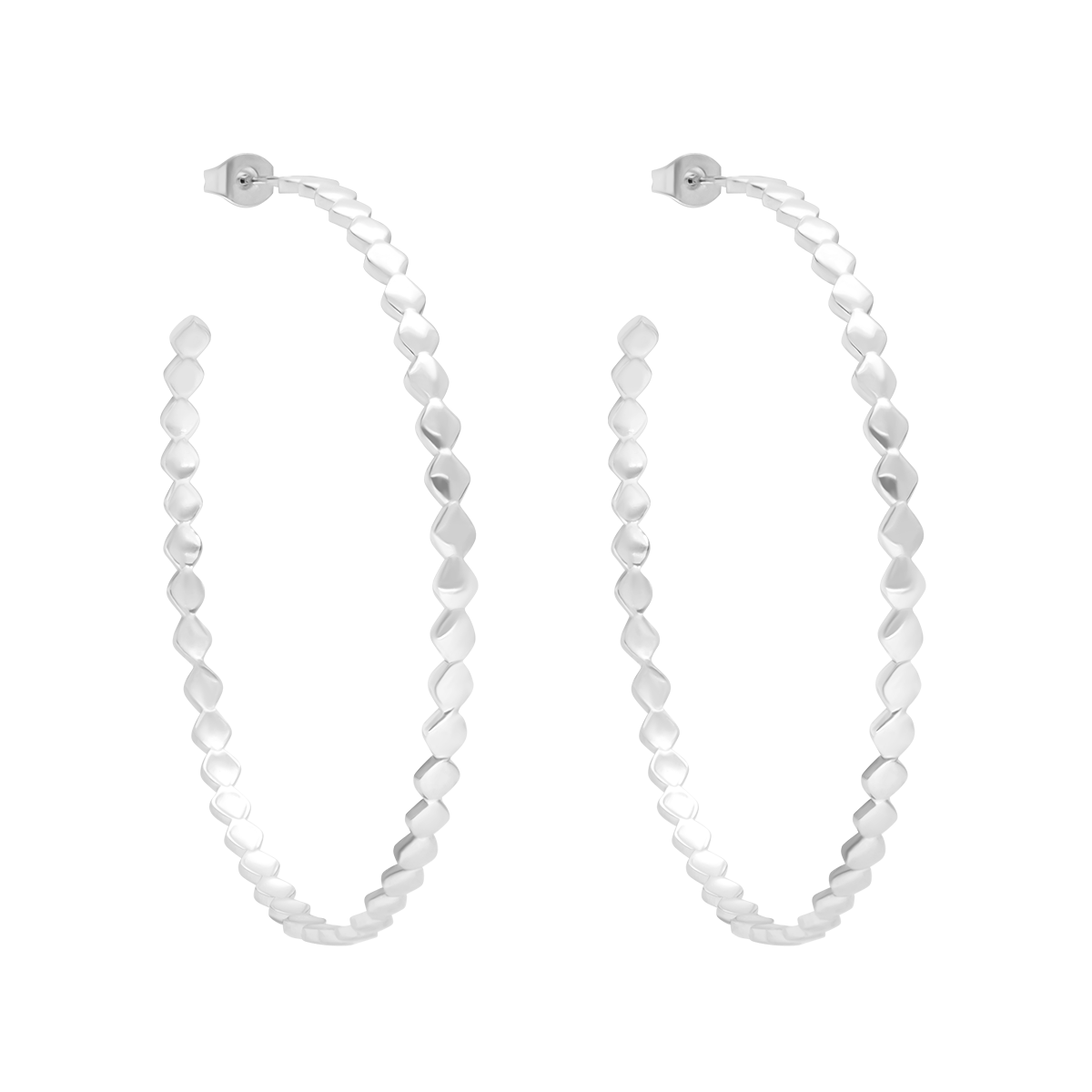 Kolczyki kółka Snake 6 cm, posrebrzane