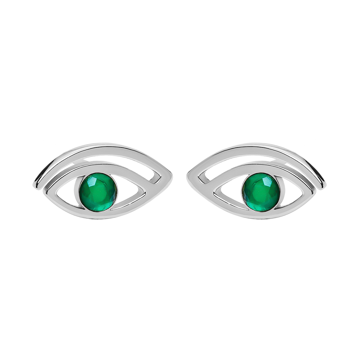 Kolczyki Lucky Eye z zielonym onyksem srebrne