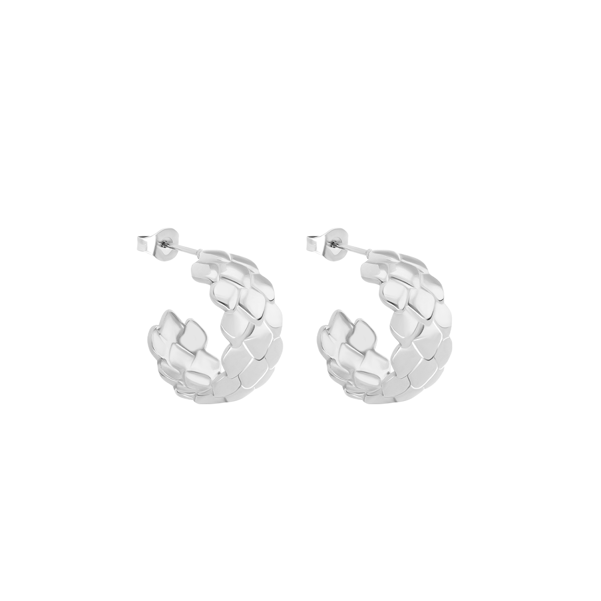 Kolczyki kółka Snake 1,6 cm, posrebrzane